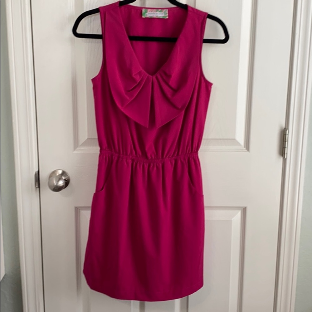 Fuchsia Boutique Dramatic Collar dress w/ pockets